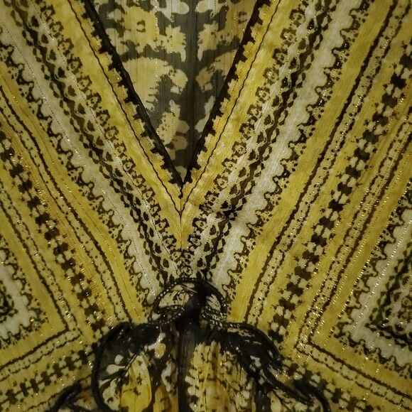 Rose + Olive Bohemian Look 3/4 Sleeves Flowy Shimmer Size L - Picture 8 of 16